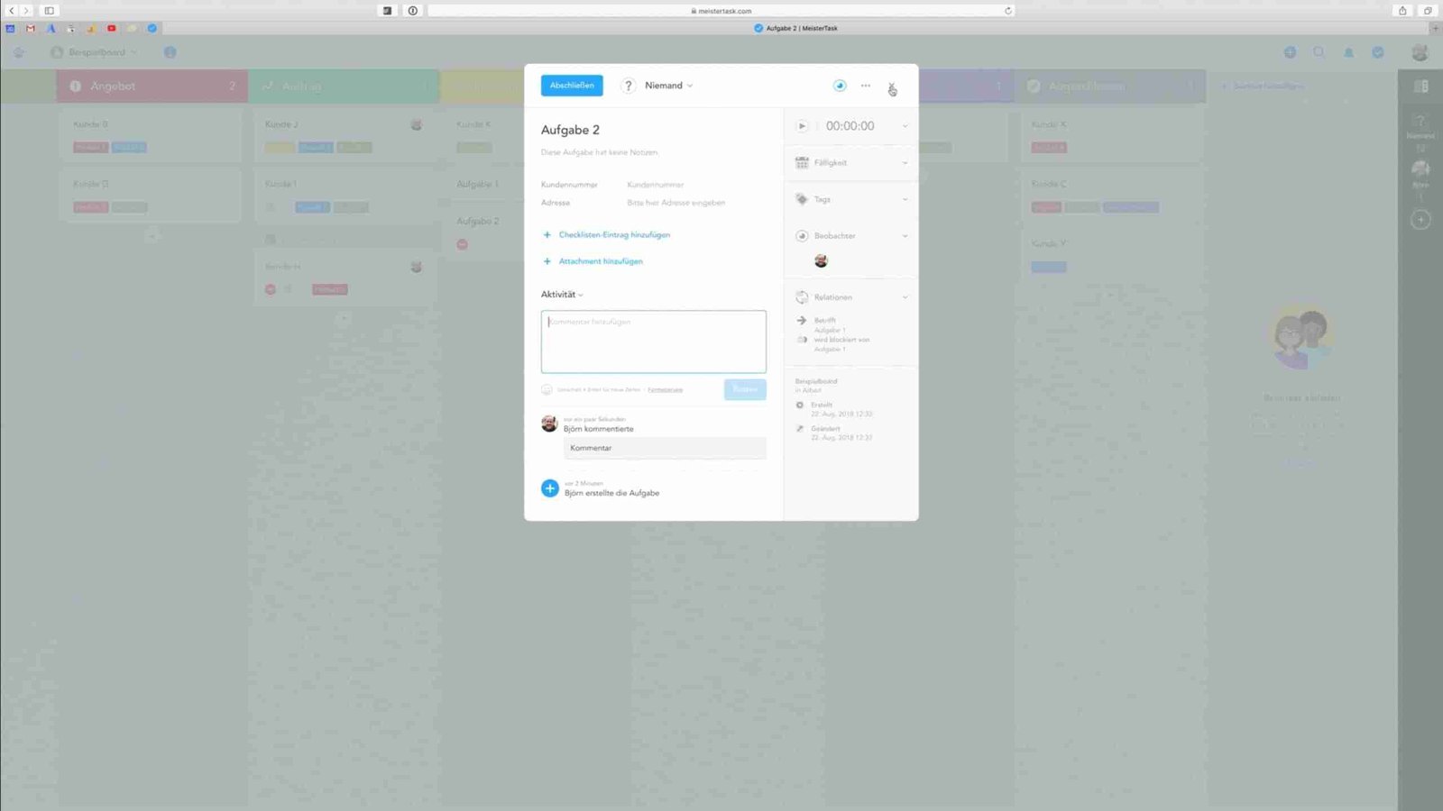 MeisterTask Aufgabenrelationen