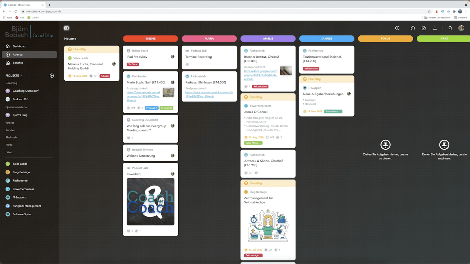 MeisterTask Agenda Beispiel Mitarbeiter