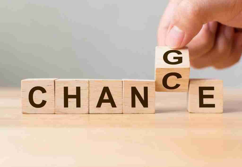 HandFlipWoodenCubeWithWordChangeToChancePersonal | Professionelles Coaching in Düsseldorf – Bobach Coaching & Consulting Cgange Management mit Coaching schaffen