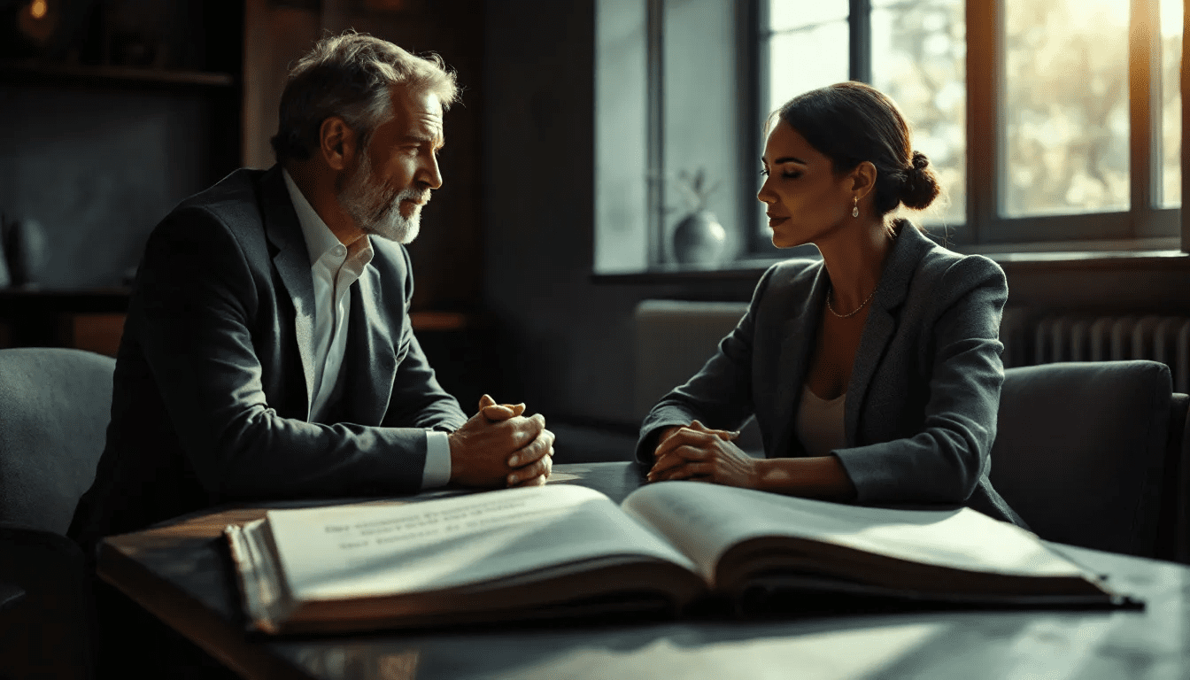 Ein Coach, der mit einer Führungskraft arbeitet, um persönliche Entwicklung zu fördern.