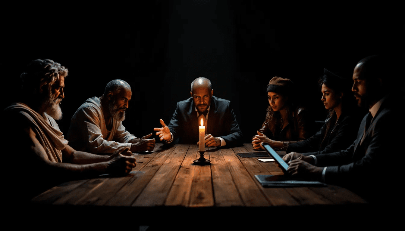 Ein Bild, das Führungskräfte bei der Arbeit zeigt, während sie ein Team leiten.